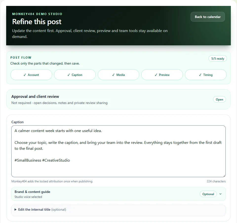 Team content preparation in the actual Monkey404 composer.